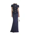 Self-portrait Layered Embellished Metallic Bouclé-tweed And Satin Maxi Dress In Black