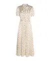 Self-portrait Satin Bow Print Midi Dress In Nude