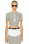 Self-portrait Short Sleeve Knit Top In Gray
