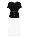 Self-portrait Embellished Belted Crepe And Pleated Chiffon Midi Dress In Black