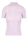 Self-portrait Short Sleeve Viscose Knit Knitwear Violet In Pink