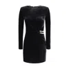 Self-portrait Twisted Waist Dress With Gold Detail In Black