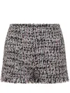 Self-portrait Fringed High-rise Bouclé Shorts In Black