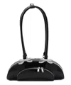 Self-portrait Black Leather Curved Shoulder Bag In Black