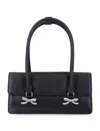 Self-portrait Rectangular Handbag With Silver Bow Embellishments In Black