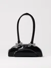 Self-portrait Black Leather Curved Shoulder Bag In Black