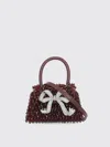 Self-portrait Chainmail Bow Shoulder Bag In Burgundy