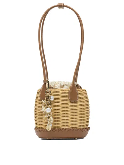 Self-portrait Self Portrait Shoulder Bag With Rattan Pendant In Brown