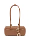 Self-portrait Tan Leather Baguette Shoulder Bag With Charm