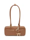 Self-portrait Tan Leather Baguette Shoulder Bag With Charm