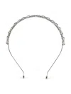 Self-portrait Silver Brass Crystal Bow Headband In Metallic