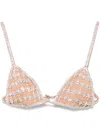Self-portrait Crystal Chainmail Bralette With Sheer Triangle Cups In Silver