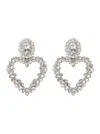 Self-portrait Silver-colored Heart-shaped Earrings With All-over Applied Crystals In Brass Woman In Grey