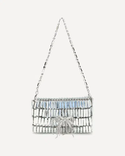 Self-portrait Silver Crystal Bow Mini Shoulder Bag