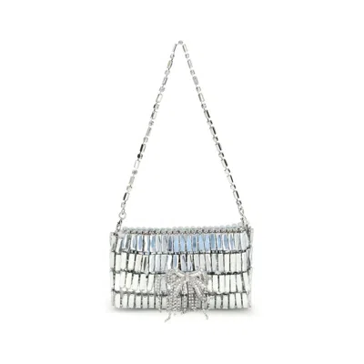 Self-portrait Silver Crystal Bow Mini Shoulder Bag