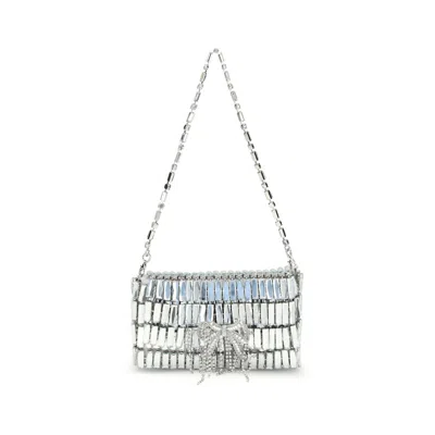 Self-portrait Silver Crystal Bow Mini Shoulder Bag