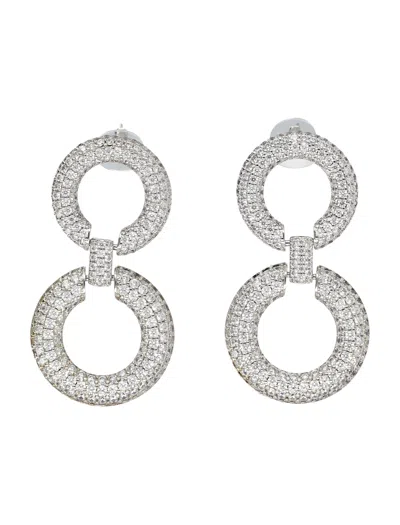 Self-portrait Silver Crystal Chain Link Earrings In Metallic