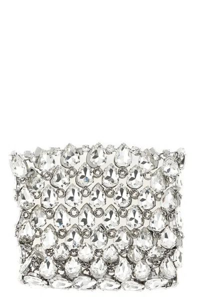 Self-portrait 'silver Crystal Chainmail Mini' Clutch In Multi