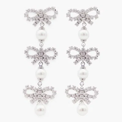 Self-portrait Silver Crystal Earrings