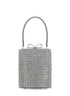 Self-portrait Crystal-embellished Fishnet Top Handle Bag In Gray