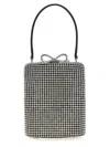Self-portrait Crystal-embellished Fishnet Top Handle Bag In Silver