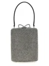 Self-portrait Crystal-embellished Fishnet Top Handle Bag In Gray