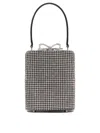 Self-portrait Crystal-embellished Fishnet Top Handle Bag In Gray