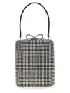 Self-portrait Crystal-embellished Fishnet Top Handle Bag In Gray