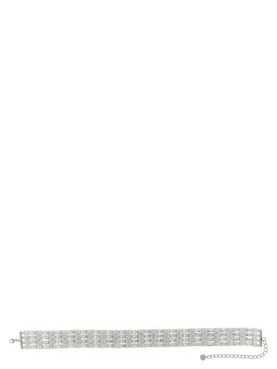 Self-portrait Crystal Pendant Necklace Rhinestone Detail Chain In Metallic