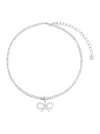 Self-portrait Silver Crystal Tennis Necklace In Metallic
