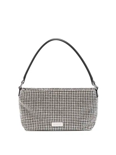 Self-portrait Small Diamante Shoulder Bag In Silver