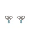 Self-portrait Self Portrait Women Silver Micro Bow Blue Droplet Earrings