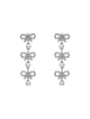 Self-portrait Self Portrait Women Silver Micro Bow Pearl Tiered Earrings In Metallic