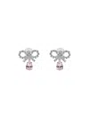 Self-portrait Micro Bow Pink Droplet Earrings In Metallic