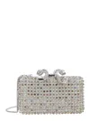 Self-portrait Silver Multi Crystal Clutch In Silver