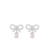 Self-portrait Self Portrait 'micro Bow Pink Droplet' Earrings In Gray