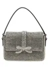 Self-portrait Micro Chainmail Crystal Top Handle Bag In Silver