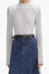 Shop Self-portrait Silver Rhinestone Fishnet Top