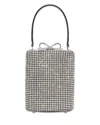 Self-portrait Crystal-embellished Fishnet Top Handle Bag In Silver