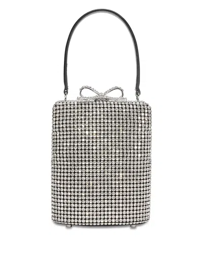Self-portrait Silver Tone Crystal Fishnet Bag