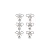 Self-portrait Micro Bow Crystal Tiered Earrings In Metallic