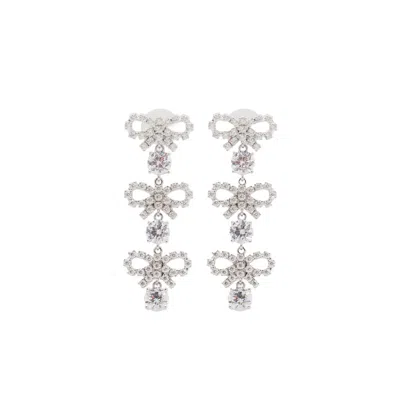 Self-portrait Silver  White Earrings