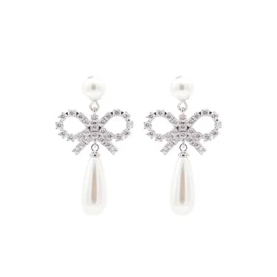 SELF-PORTRAIT SILVER  WHITE EARRINGS