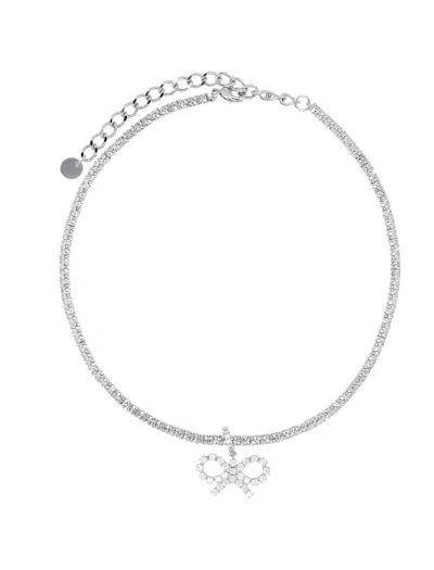 Self-portrait Silver Zirconia Necklace In White