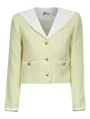 Self-portrait Yellow Wool Blend Bouclé Jacket In Yellow
