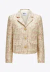 Self-portrait Bouclé Fabric Blazer With Sewuins In Multicolor