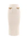 Self-portrait Knee-length Skirt With Textured Fabric And Gold Accents In Beige