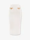 Self-portrait Cream Knit Lurex Trim Midi Skirt In Beige
