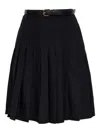 Self-portrait Black Pleated Twill Midi Skirt Skirts Black In Black