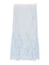 Self-portrait Light Blue Lace-effect Skirt With Slip In Blue